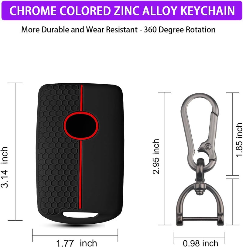 QBUC 2PCS for Mazda Silicone Rubber Key Fob Cover, Key Case with Keychain for 2019-2025 for Mazda 3 6 Cx-5 Cx-50 Cx-30 Cx-9 Smart Key Replacement Protector Car Accessories(4 Buttons) - Image 3